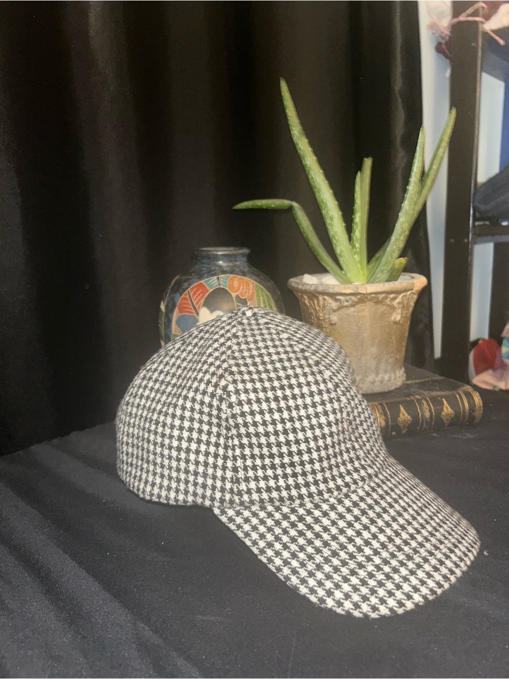 San Diego Hat Company Houndstooth Wool Blend Baseball Cap Unisex Black White
